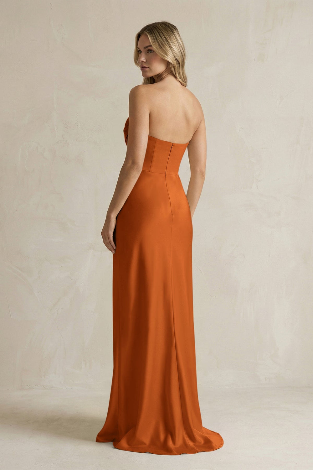 Cowl Neck Sheath Corset Bridesmaid Dress in Cinnamon - KISS BRIDAL Bridesmaid Dresses