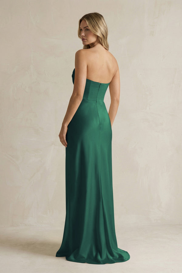 Cowl Neck Sheath Corset Bridesmaid Dress in Dark Green - KISS BRIDAL Bridesmaid Dresses