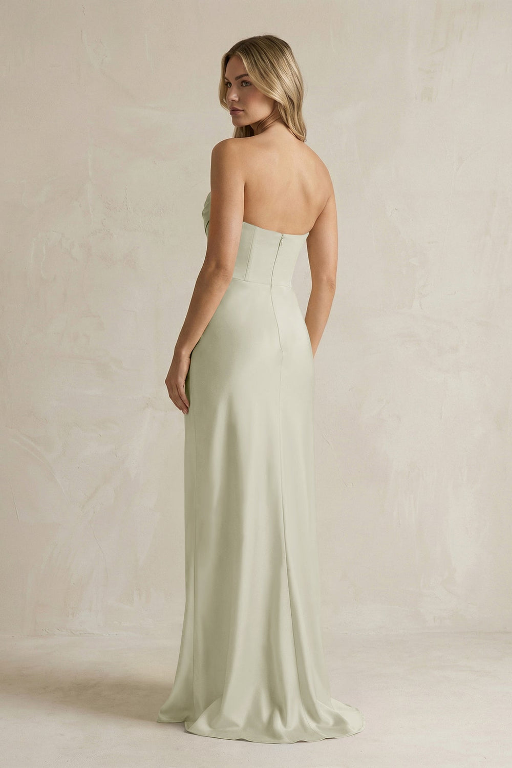 Cowl Neck Sheath Corset Bridesmaid Dress in Frost - KISS BRIDAL Bridesmaid Dresses