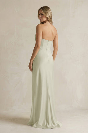 Cowl Neck Sheath Corset Bridesmaid Dress in Frost - KISS BRIDAL Bridesmaid Dresses