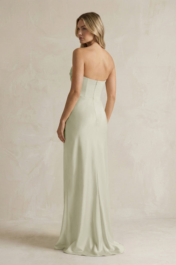 Cowl Neck Sheath Corset Bridesmaid Dress in Frost - KISS BRIDAL Bridesmaid Dresses