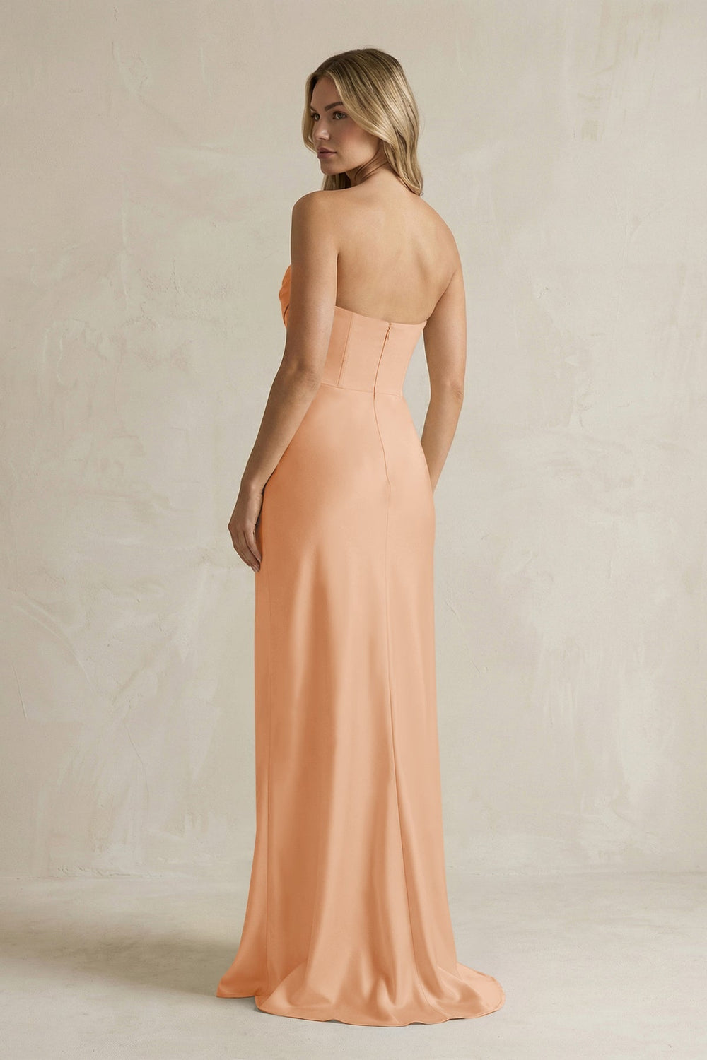 Cowl Neck Sheath Corset Bridesmaid Dress in Golden Champagne - KISS BRIDAL Bridesmaid Dresses