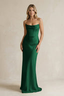 Cowl Neck Sheath Corset Bridesmaid Dress in Green - KISS BRIDAL Bridesmaid Dresses