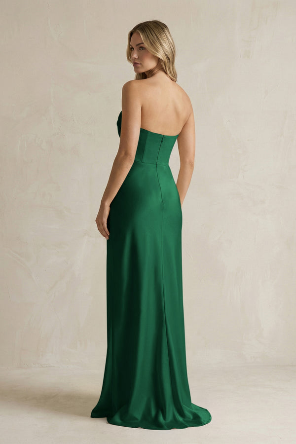 Cowl Neck Sheath Corset Bridesmaid Dress in Green - KISS BRIDAL Bridesmaid Dresses