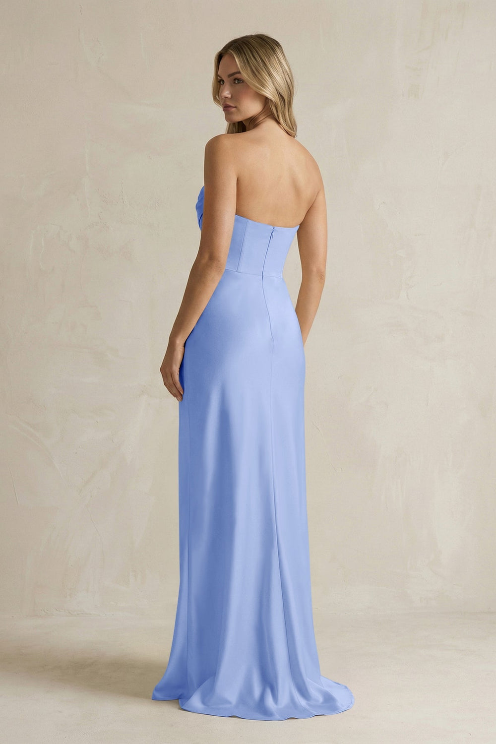 Cowl Neck Sheath Corset Bridesmaid Dress in Ice - KISS BRIDAL Bridesmaid Dresses