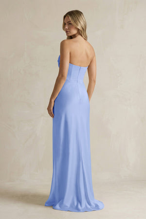 Cowl Neck Sheath Corset Bridesmaid Dress in Ice - KISS BRIDAL Bridesmaid Dresses