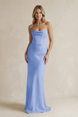 Cowl Neck Sheath Corset Bridesmaid Dress in Ice - KISS BRIDAL Bridesmaid Dresses