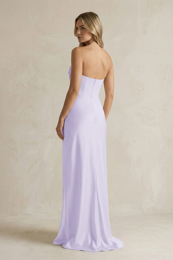Cowl Neck Sheath Corset Bridesmaid Dress in Lavender - KISS BRIDAL Bridesmaid Dresses