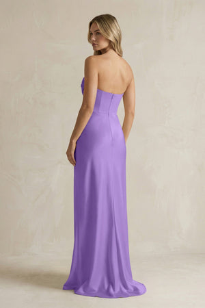 Cowl Neck Sheath Corset Bridesmaid Dress in Lilac - KISS BRIDAL Bridesmaid Dresses