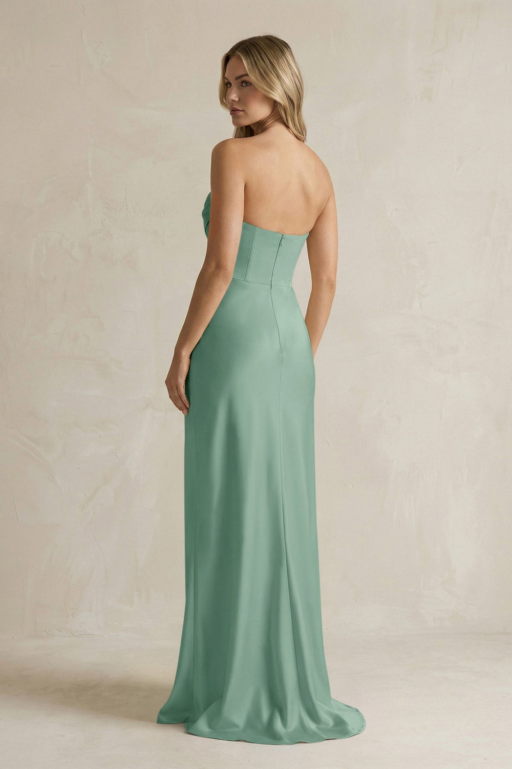 Cowl Neck Sheath Corset Bridesmaid Dress in Mint Green - KISS BRIDAL Bridesmaid Dresses