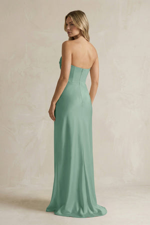 Cowl Neck Sheath Corset Bridesmaid Dress in Mint Green - KISS BRIDAL Bridesmaid Dresses