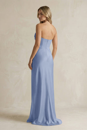Cowl Neck Sheath Corset Bridesmaid Dress in Mist - KISS BRIDAL Bridesmaid Dresses