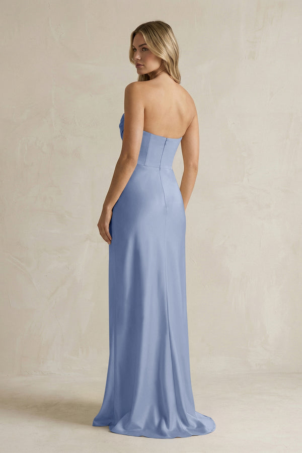 Cowl Neck Sheath Corset Bridesmaid Dress in Mist - KISS BRIDAL Bridesmaid Dresses