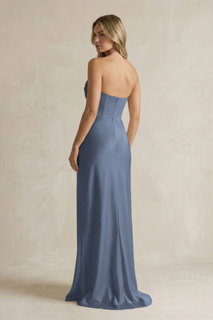 Cowl Neck Sheath Corset Bridesmaid Dress in Neptune - KISS BRIDAL Bridesmaid Dresses