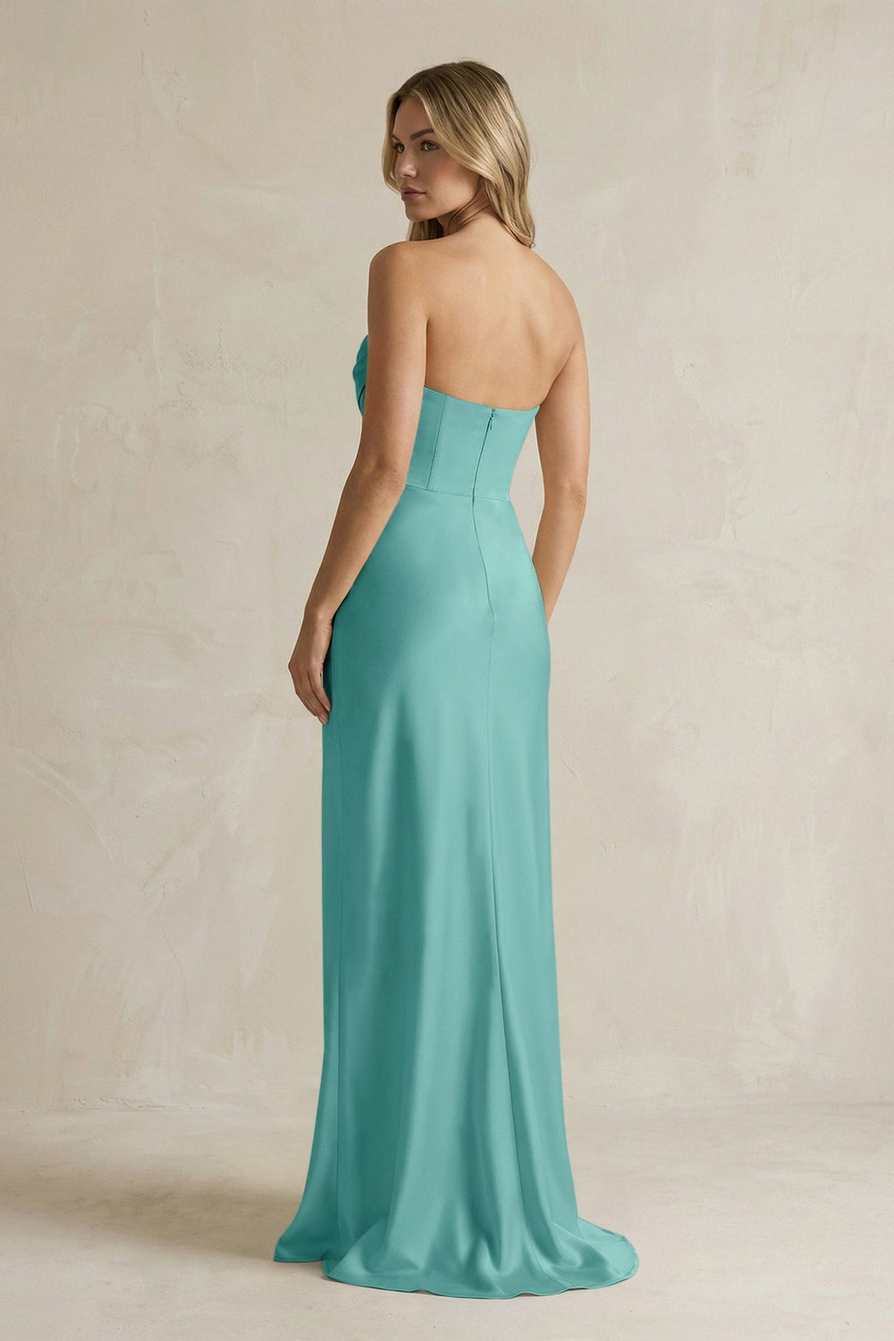 Cowl Neck Sheath Corset Bridesmaid Dress in Pale Pistachio - KISS BRIDAL Bridesmaid Dresses