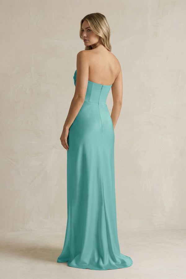 Cowl Neck Sheath Corset Bridesmaid Dress in Pale Pistachio - KISS BRIDAL Bridesmaid Dresses