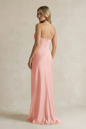 Cowl Neck Sheath Corset Bridesmaid Dress in Rose Petal - KISS BRIDAL Bridesmaid Dresses