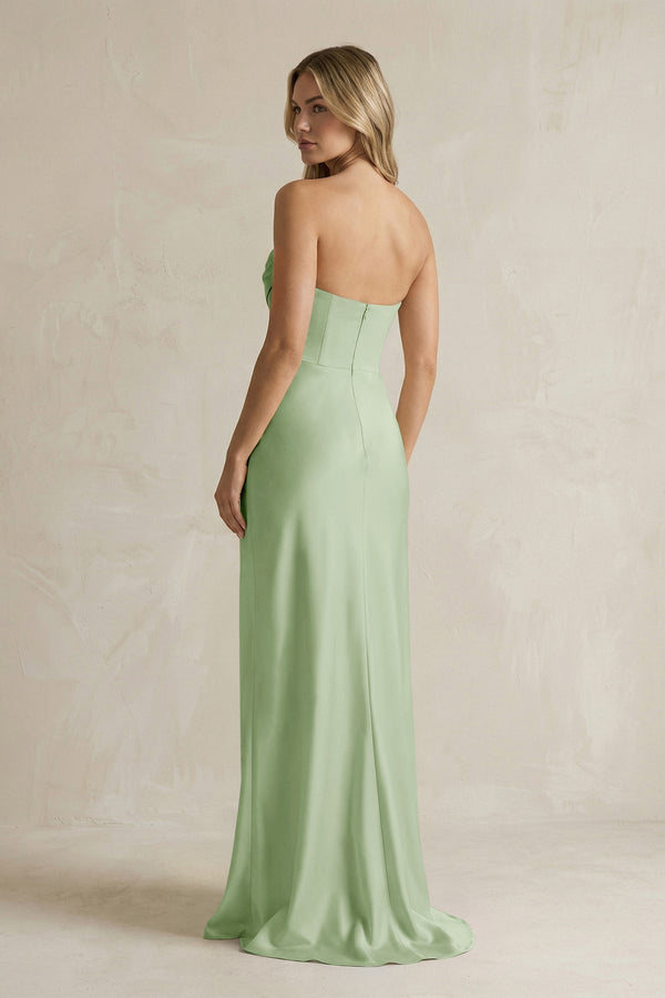 Cowl Neck Sheath Corset Bridesmaid Dress in Sage - KISS BRIDAL Bridesmaid Dresses