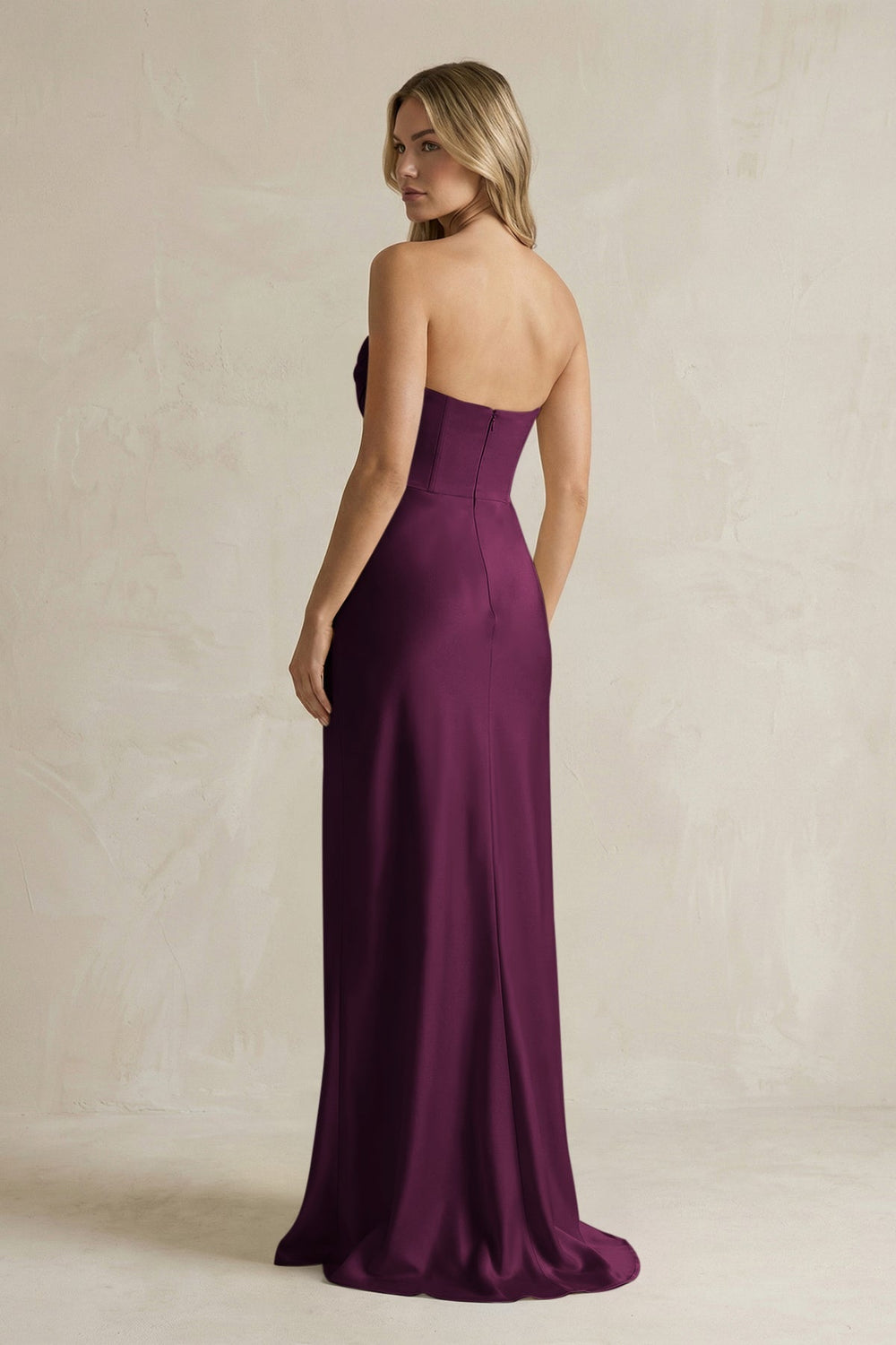 Cowl Neck Sheath Corset Bridesmaid Dress in Sangria - KISS BRIDAL Bridesmaid Dresses