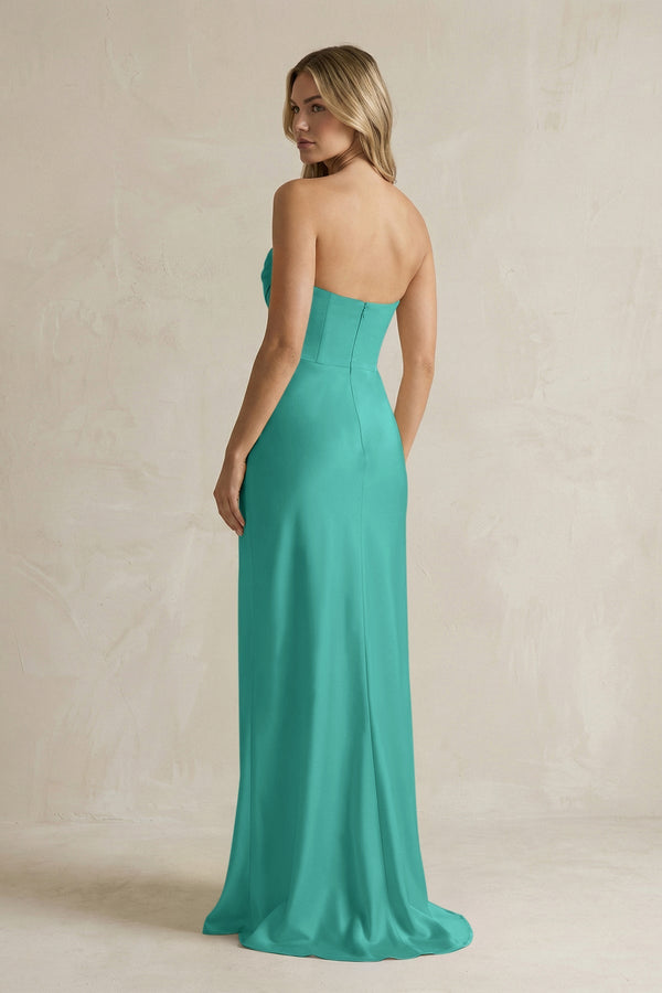 Cowl Neck Sheath Corset Bridesmaid Dress in Sea Glass - KISS BRIDAL Bridesmaid Dresses