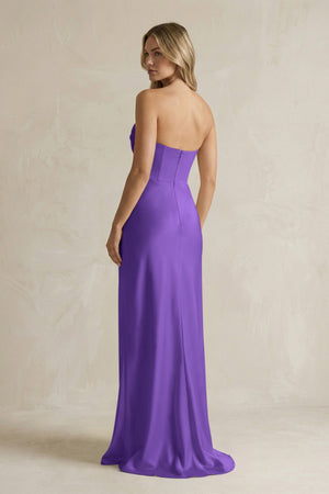 Cowl Neck Sheath Corset Bridesmaid Dress in Tahiti - KISS BRIDAL Bridesmaid Dresses