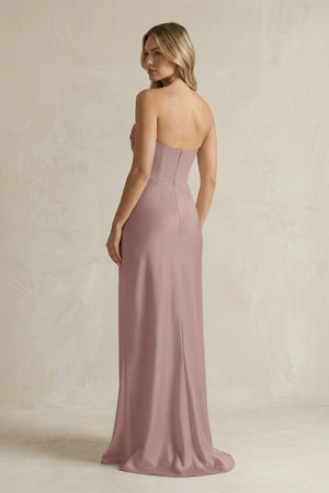 Cowl Neck Sheath Corset Bridesmaid Dress in Toffee - KISS BRIDAL Bridesmaid Dresses