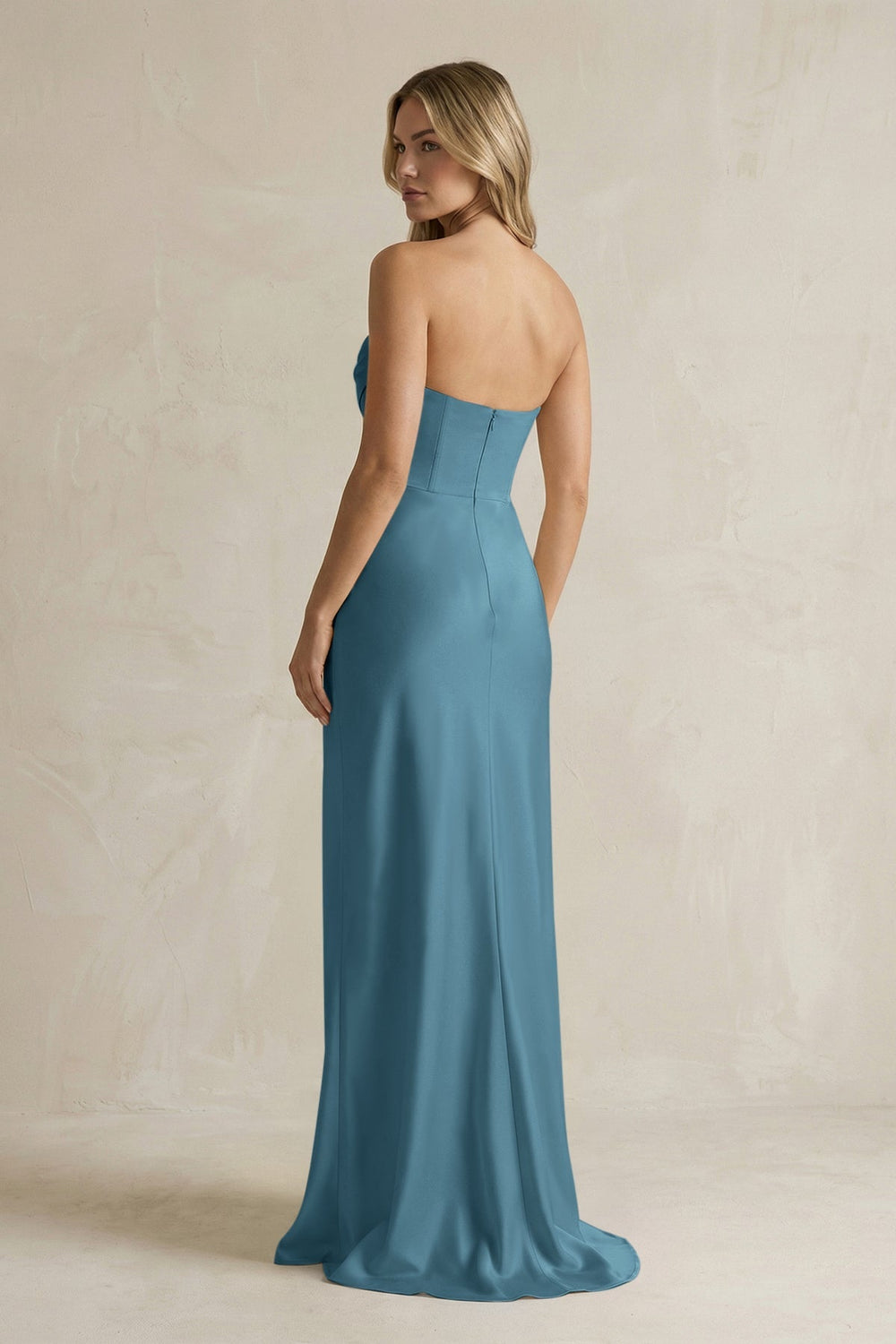 Cowl Neck Sheath Corset Bridesmaid Dress in Twilight - KISS BRIDAL Bridesmaid Dresses