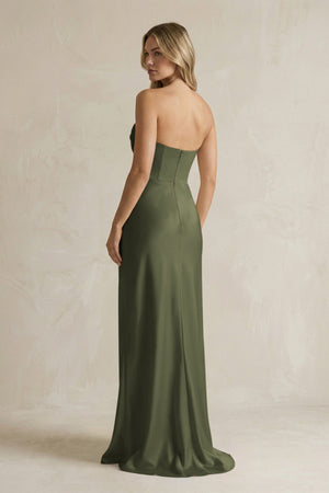 Cowl Neck Sheath Corset Bridesmaid Dress in Willow Green - KISS BRIDAL Bridesmaid Dresses