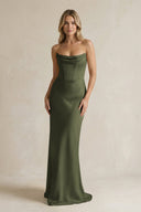 Cowl Neck Sheath Corset Bridesmaid Dress in Willow Green - KISS BRIDAL Bridesmaid Dresses