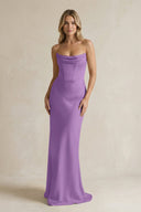 Cowl Neck Sheath Corset Bridesmaid Dress in Wisteria - KISS BRIDAL Bridesmaid Dresses