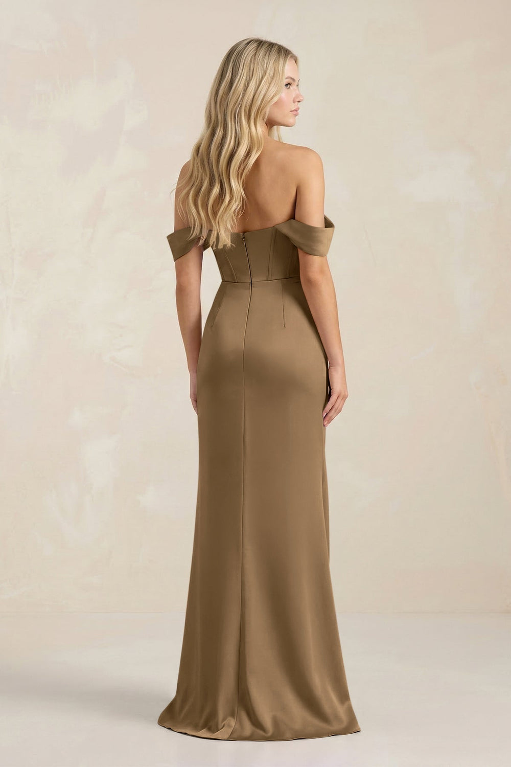 Cowl Neck Sheath Satin Bridesmaid Dress With Detachable Sleeves in Apple Cinnamon - KISS BRIDAL Bridesmaid Dresses