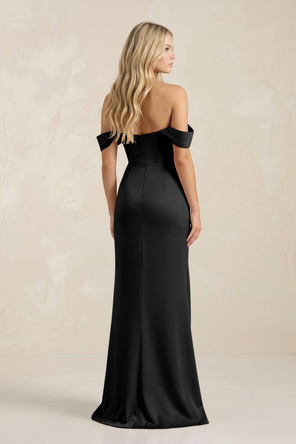 Cowl Neck Sheath Satin Bridesmaid Dress With Detachable Sleeves in Black - KISS BRIDAL Bridesmaid Dresses