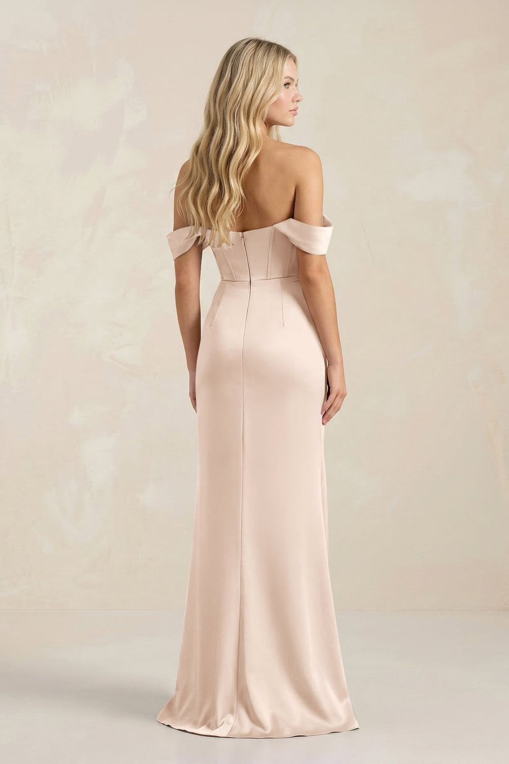 Cowl Neck Sheath Satin Bridesmaid Dress With Detachable Sleeves in Buttercream - KISS BRIDAL Bridesmaid Dresses