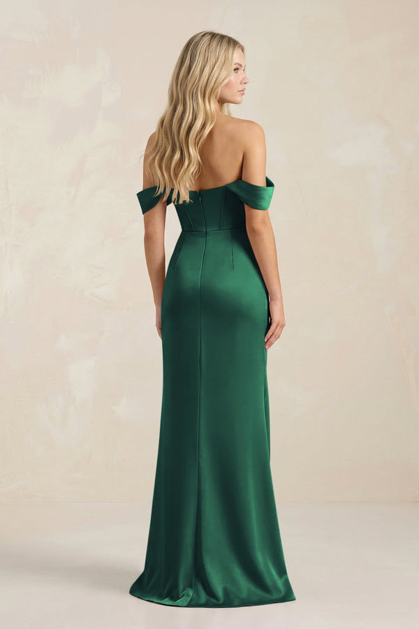 Cowl Neck Sheath Satin Bridesmaid Dress With Detachable Sleeves in Dark Green - KISS BRIDAL Bridesmaid Dresses