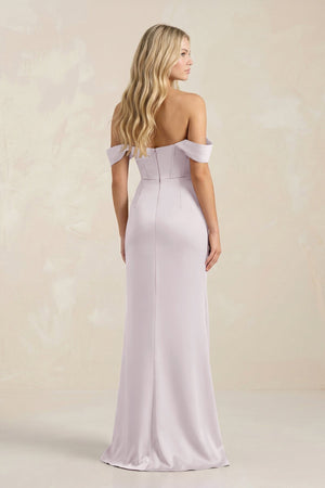 Cowl Neck Sheath Satin Bridesmaid Dress With Detachable Sleeves in Dusk - KISS BRIDAL Bridesmaid Dresses
