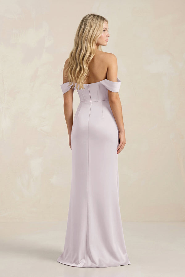 Cowl Neck Sheath Satin Bridesmaid Dress With Detachable Sleeves in Dusk - KISS BRIDAL Bridesmaid Dresses