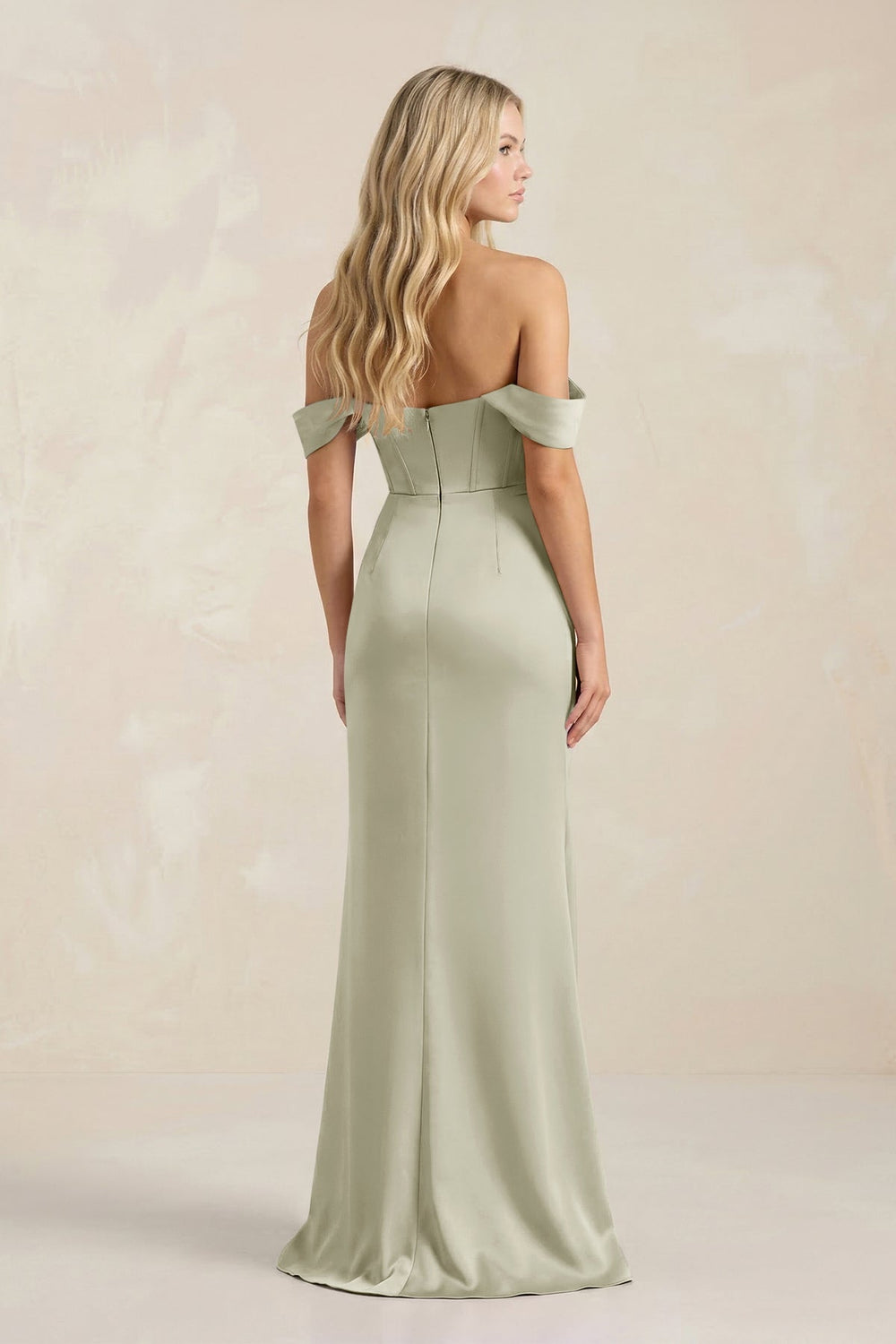 Cowl Neck Sheath Satin Bridesmaid Dress With Detachable Sleeves in Frost - KISS BRIDAL Bridesmaid Dresses