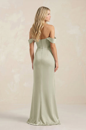 Cowl Neck Sheath Satin Bridesmaid Dress With Detachable Sleeves in Frost - KISS BRIDAL Bridesmaid Dresses