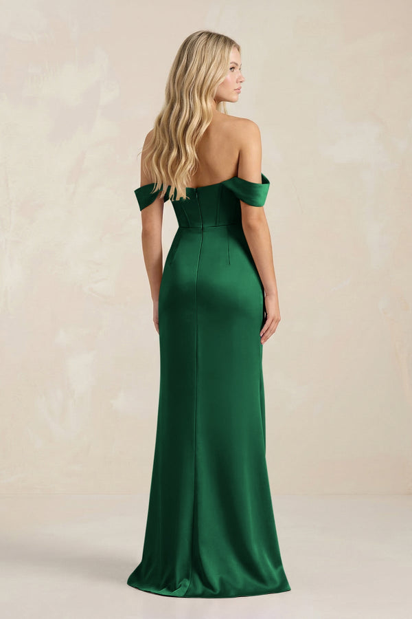 Cowl Neck Sheath Satin Bridesmaid Dress With Detachable Sleeves in Green - KISS BRIDAL Bridesmaid Dresses