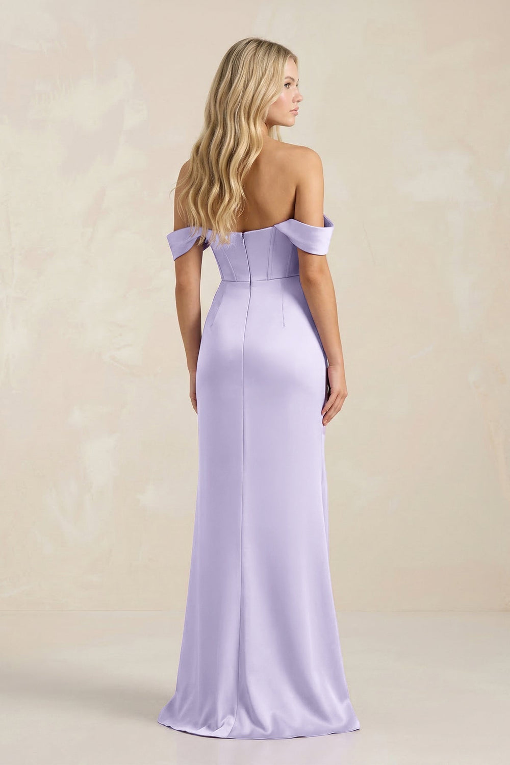 Cowl Neck Sheath Satin Bridesmaid Dress With Detachable Sleeves in Lavender - KISS BRIDAL Bridesmaid Dresses