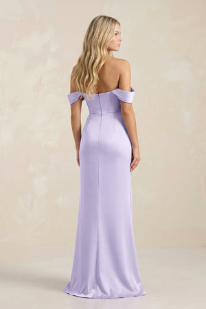 Cowl Neck Sheath Satin Bridesmaid Dress With Detachable Sleeves in Lavender - KISS BRIDAL Bridesmaid Dresses