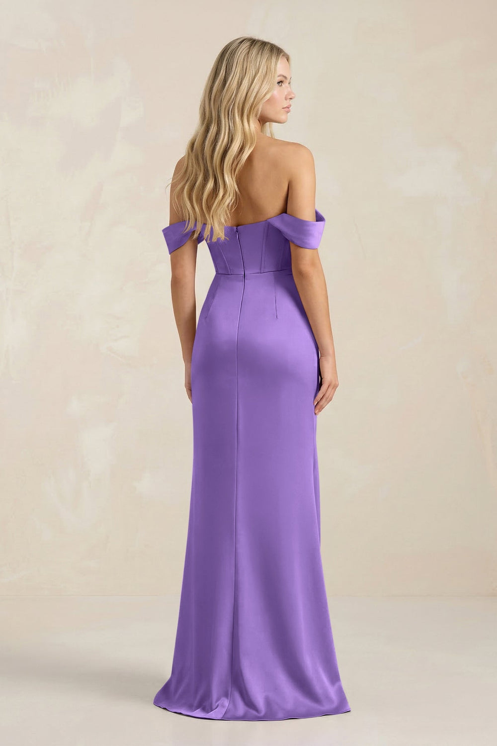Cowl Neck Sheath Satin Bridesmaid Dress With Detachable Sleeves in Lilac - KISS BRIDAL Bridesmaid Dresses