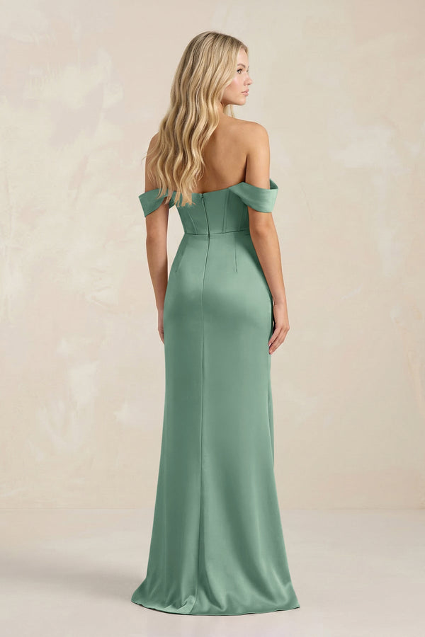 Cowl Neck Sheath Satin Bridesmaid Dress With Detachable Sleeves in Mint Green - KISS BRIDAL Bridesmaid Dresses