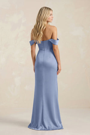 Cowl Neck Sheath Satin Bridesmaid Dress With Detachable Sleeves in Mist - KISS BRIDAL Bridesmaid Dresses