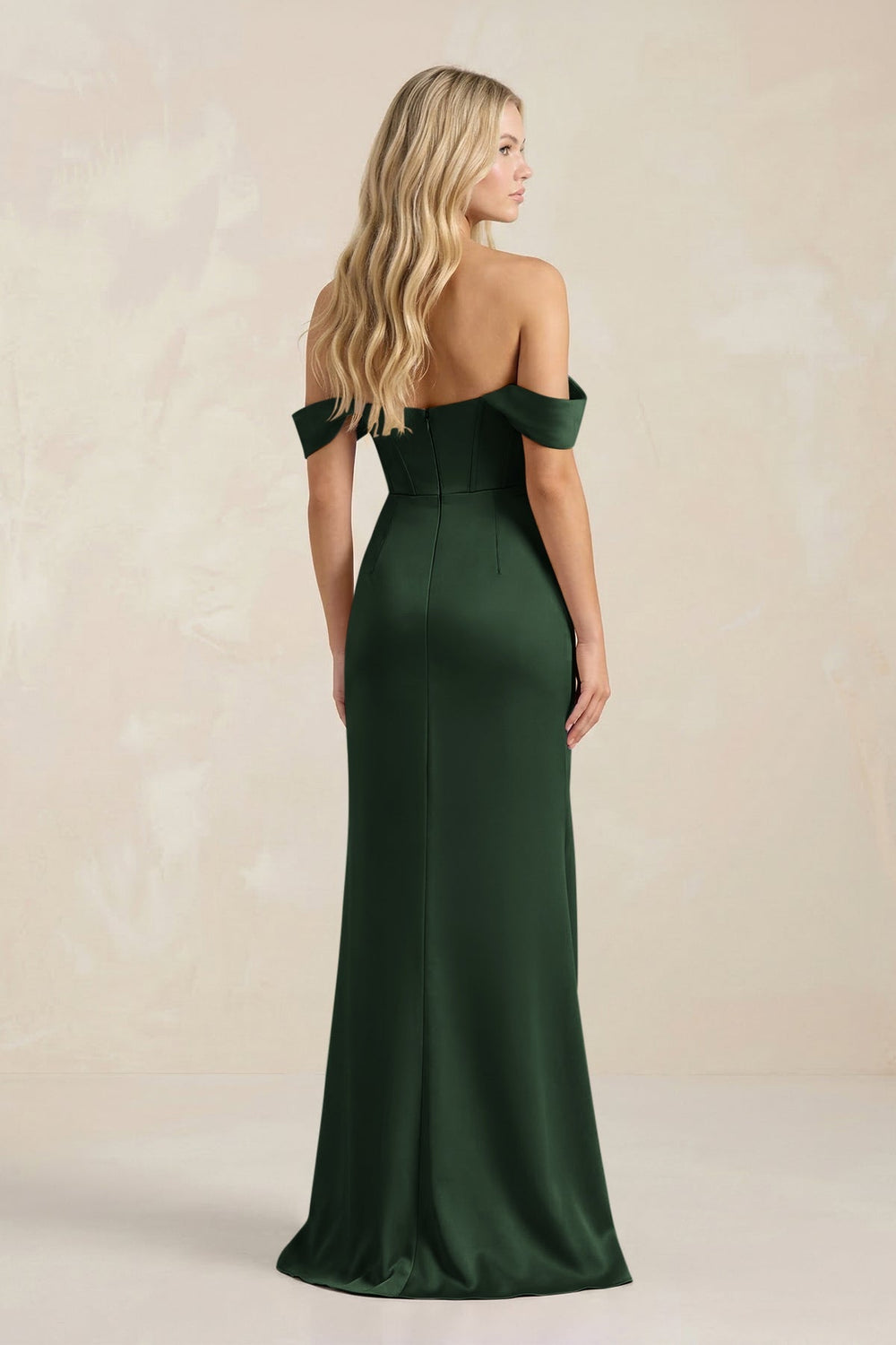 Cowl Neck Sheath Satin Bridesmaid Dress With Detachable Sleeves in Moss - KISS BRIDAL Bridesmaid Dresses