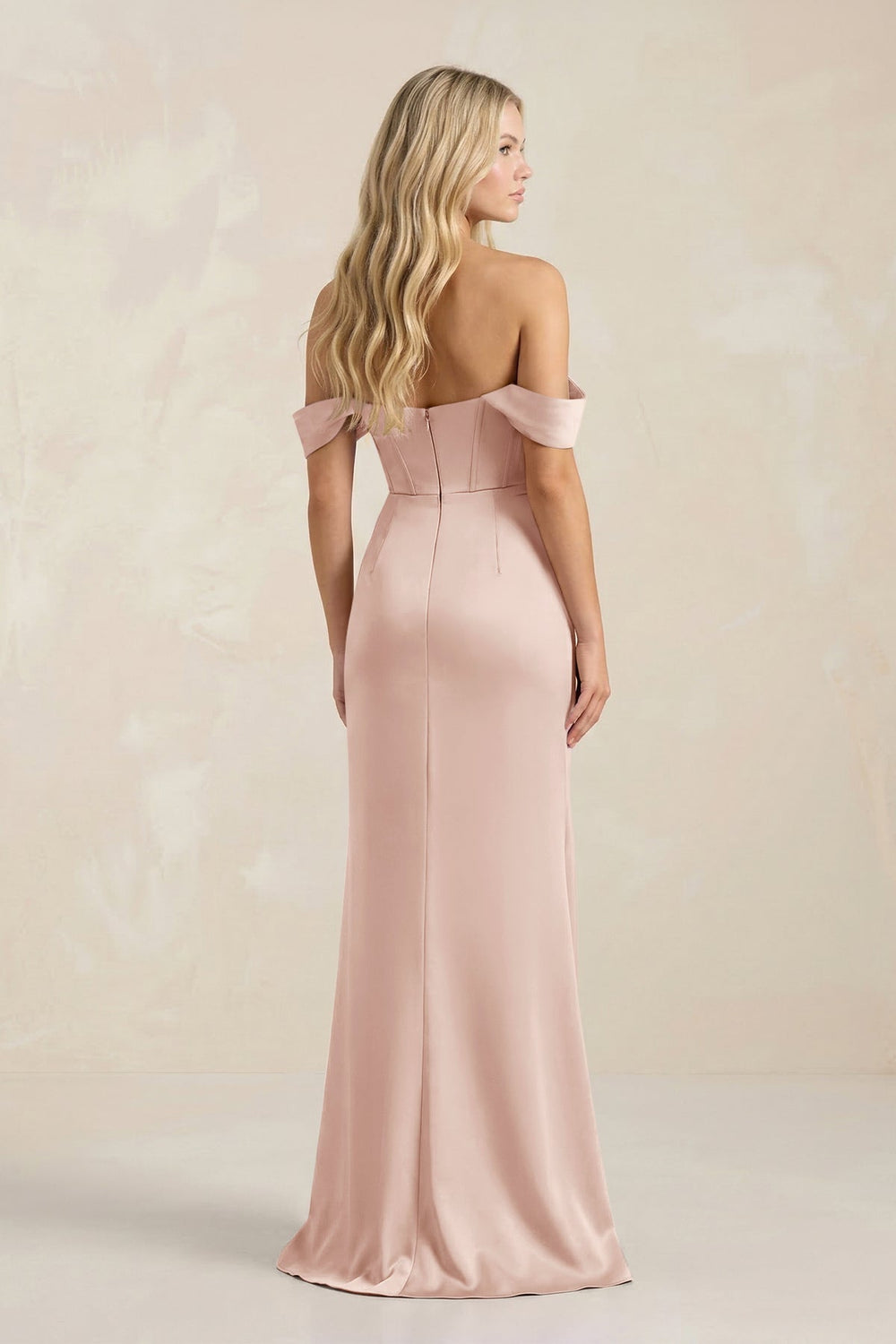 Cowl Neck Sheath Satin Bridesmaid Dress With Detachable Sleeves in Pale Blush - KISS BRIDAL Bridesmaid Dresses