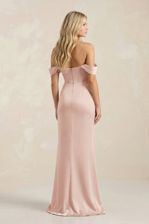 Cowl Neck Sheath Satin Bridesmaid Dress With Detachable Sleeves in Pale Blush - KISS BRIDAL Bridesmaid Dresses