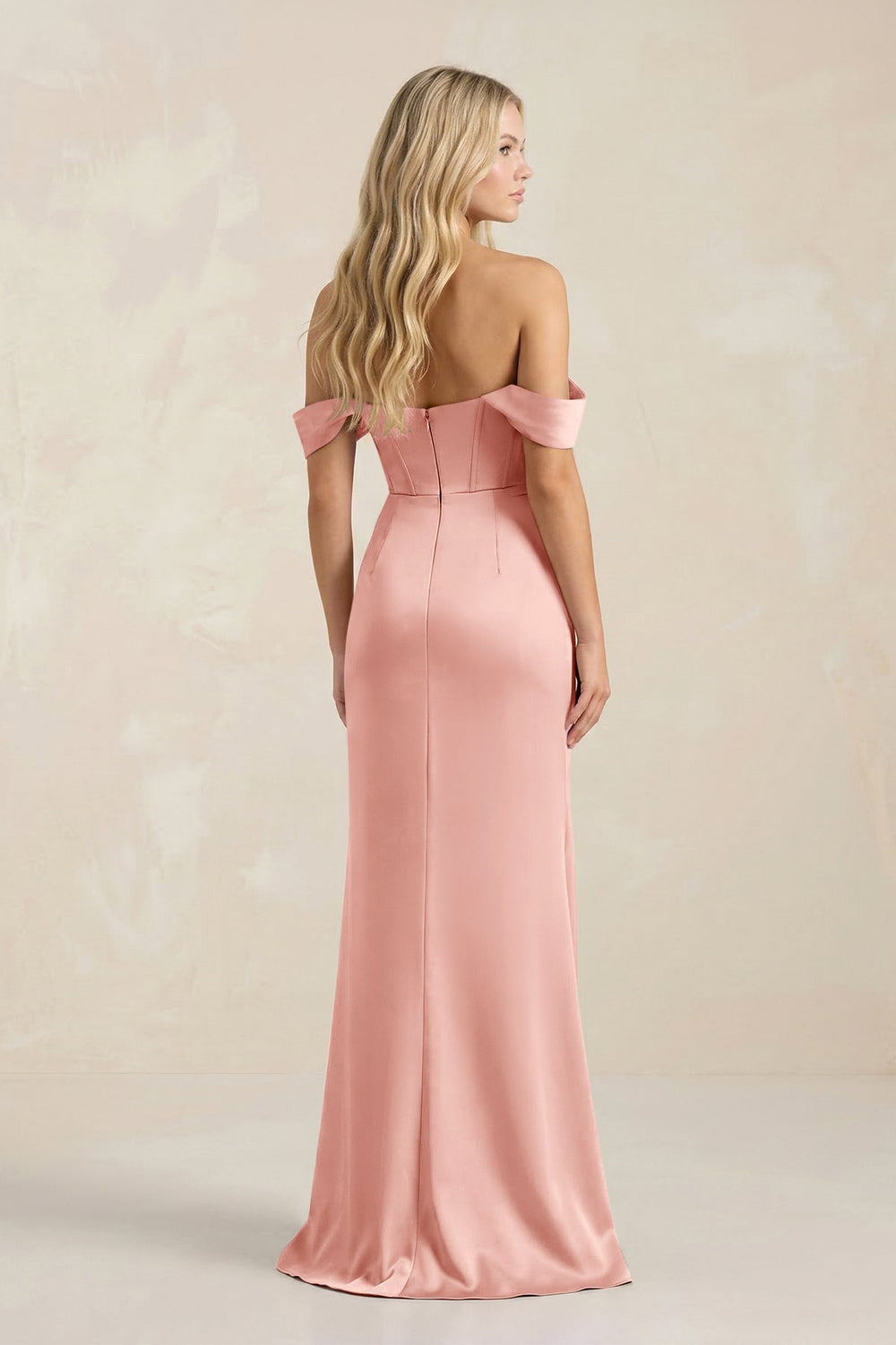 Cowl Neck Sheath Satin Bridesmaid Dress With Detachable Sleeves in Rose Petal - KISS BRIDAL Bridesmaid Dresses