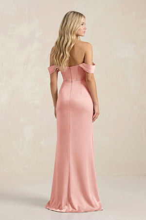 Cowl Neck Sheath Satin Bridesmaid Dress With Detachable Sleeves in Rose Petal - KISS BRIDAL Bridesmaid Dresses