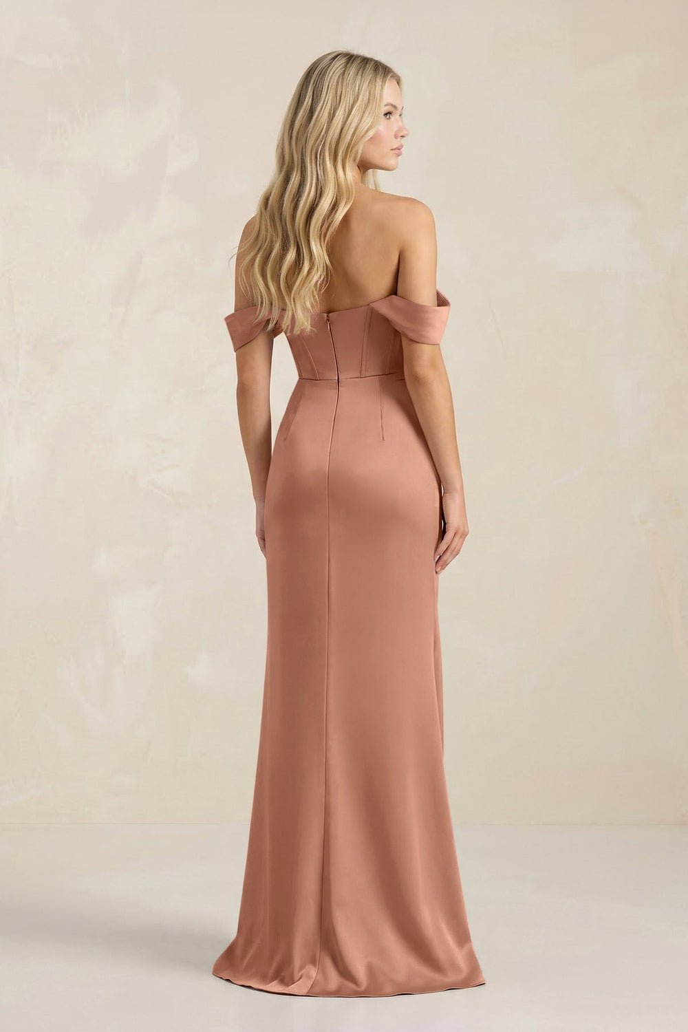 Cowl Neck Sheath Satin Bridesmaid Dress With Detachable Sleeves in Rosette - KISS BRIDAL Bridesmaid Dresses